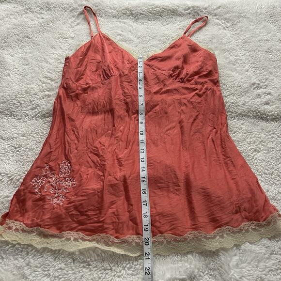Old Navy Vintage 100% Silk Slip On Lace Lingerie Women’s Peach Embroidered Flora - Picture 3 of 8